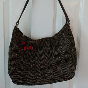 tweed puppy shoulder bag